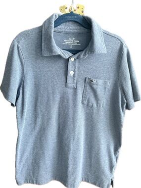 Vineyard Vines kid’s Heathered Navy Blue Pocket Polo